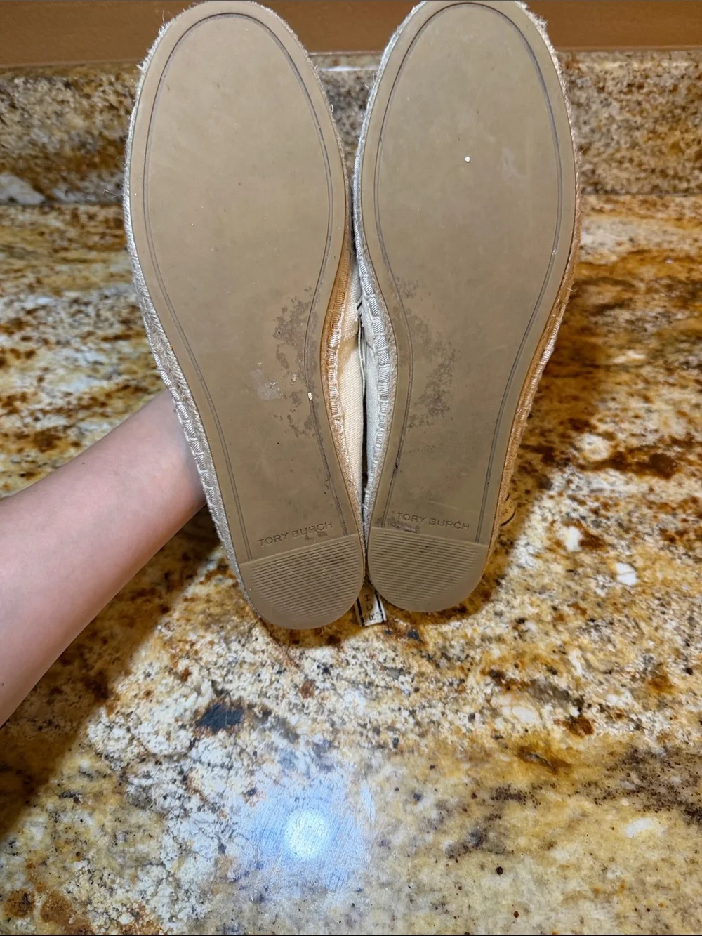 Tory Burch Cream Canvas ribbon espadrilles